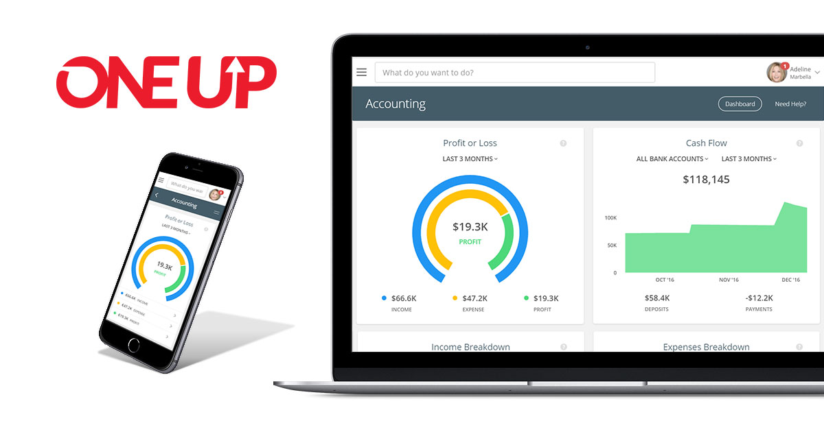 Screenshot of OneUp analytics