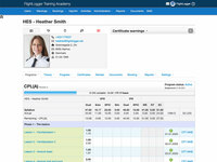 Screenshot of Digital student folder with complete training record including grades, progress tracking, CBTA matrix, certificates, documents, etc.
