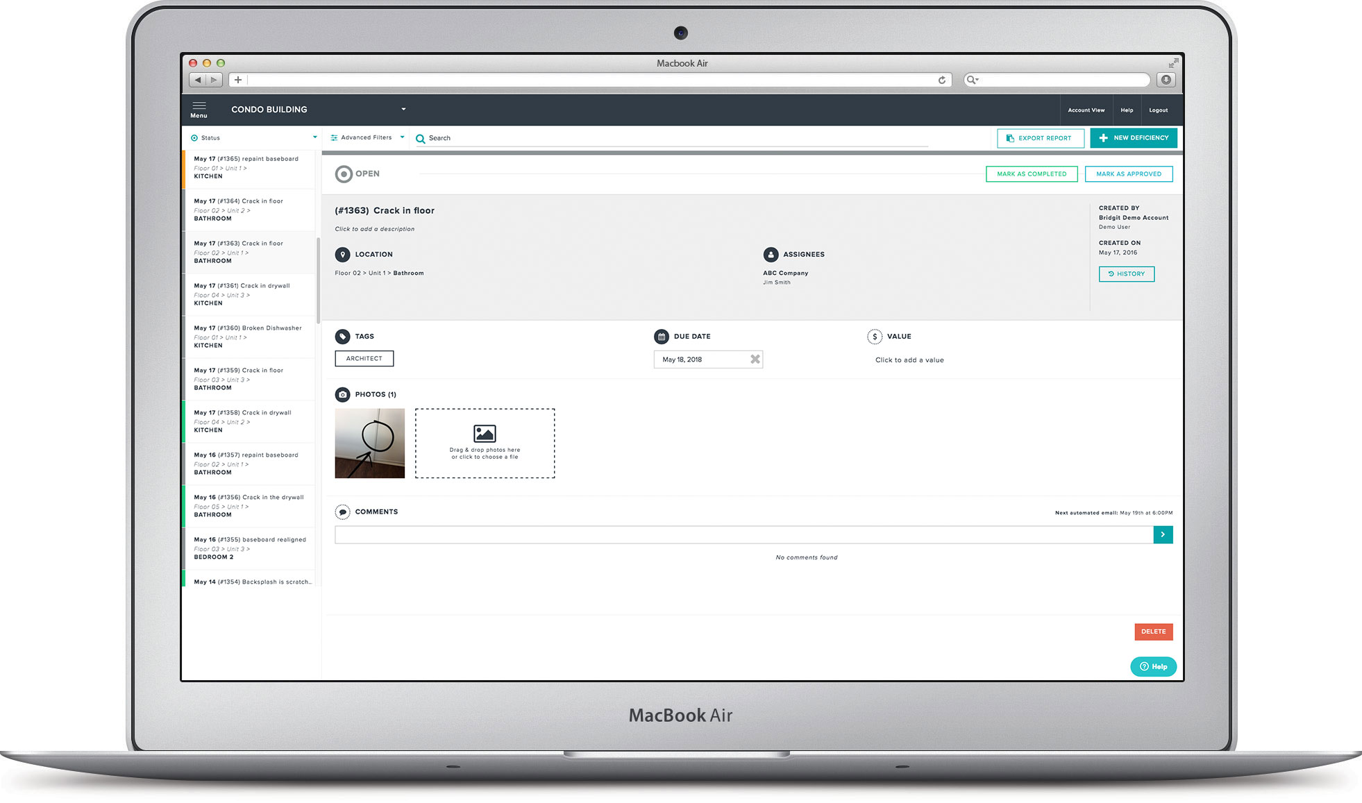Screenshot of Closeout on Web Browser.