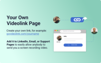 Screenshot of a Videolink page, used to create a personal shareable link – like govideolink.com/yourname – that lets anyone send a recorded video directly.