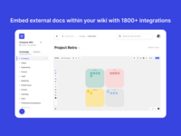 Screenshot of The Pilot wiki is your team's one source of truth. Embed external documents, slides, images, and other files within your wiki with 1800+ integrations.