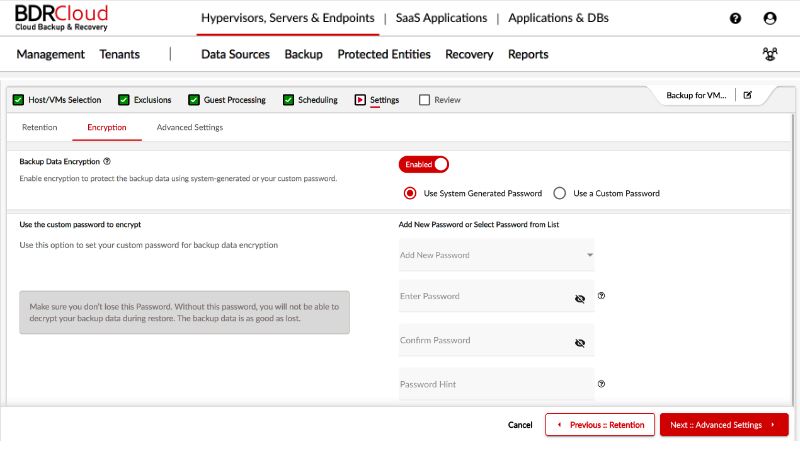Screenshot of Encryption