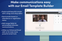 Screenshot of the email template builder, built into Salesforce and Blackthorn Events