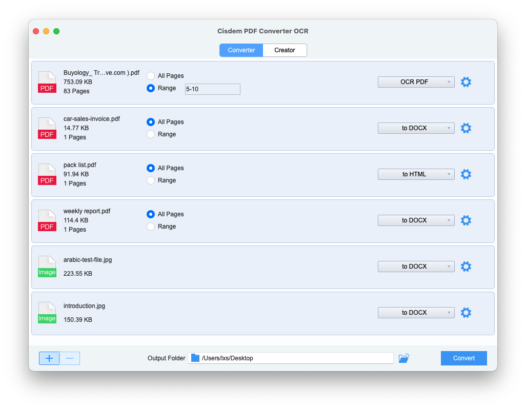 Screenshot of convert pdf
