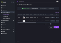 Screenshot of Purchase Request Management