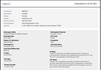Screenshot of Patient TCM Report