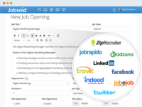 Screenshot of Post jobs to social networks, job boards and website