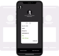 Screenshot of A simple and intuitive mobile app makes it easy for your team to see invoice history, comment, code, and ‘swipe right’ to approve invoices, no matter where they are.