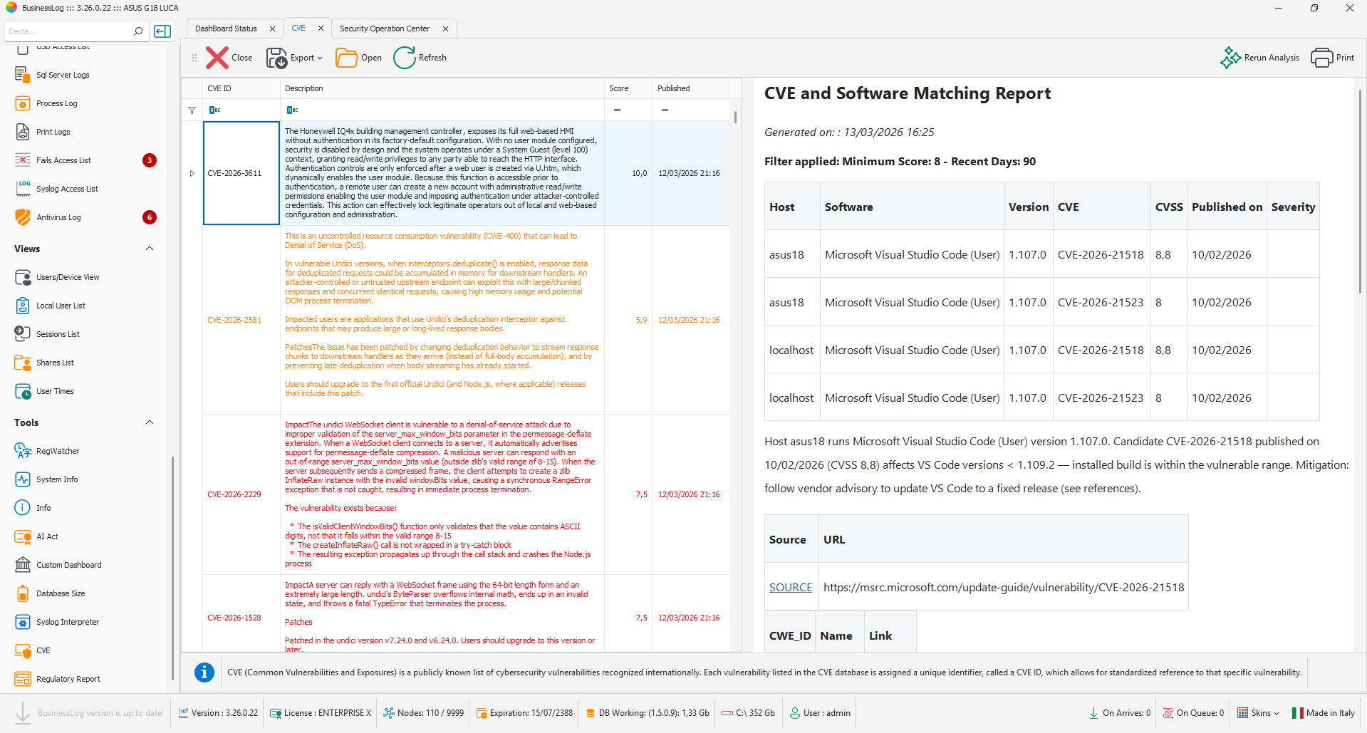Screenshot of Automatic CVE CECK