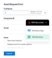 Screenshot of RPA recorder - Web browser