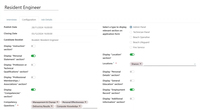 Screenshot of the customizable job application form, allowing HR teams to design role-specific forms with dynamic fields, integrated job guides. Custom fields, screening questions, and role-specific documentation can be added to give applicants a clear understanding of the job.