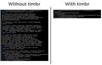 Screenshot of a side-by-side comparison showing how Timbr simplifies complex SQL queries into concise semantic SQL using relationships instead of joins, reducing query length by up to 90%.