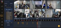 Screenshot of the vVideo playback interface with timeline-based search and instant footage retrieval.