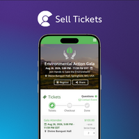 Screenshot of the ticket purchasing experience on a mobile device, where attendees can view ticket options, pricing, and event details before completing a transaction.