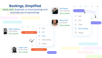 Screenshot of where to split, duplicate, or move bookings and automate recurring bookings.