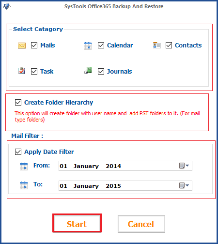 Screenshot of Select Category