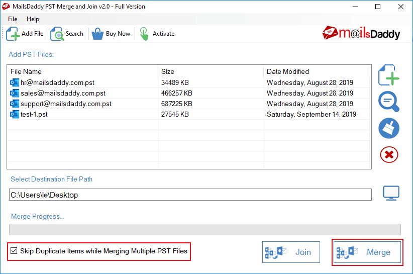 Mailsdaddy PST Merger Tool