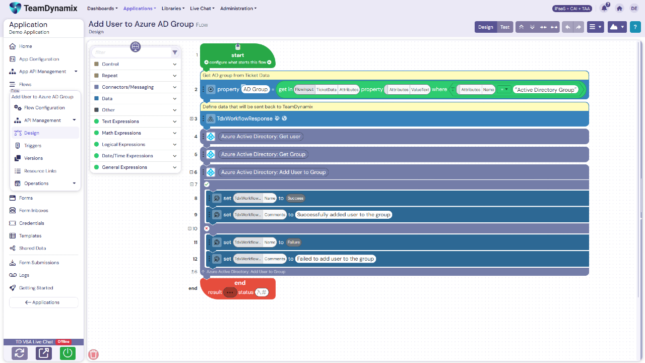 Screenshot of Active directory flow with comments