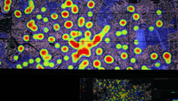 Screenshot of a Multi-layer map comparison with live or animated data with Lygos on Video Walls