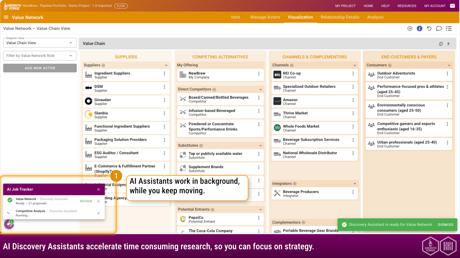 Screenshot of Multiple AI assistants can run simultaneously in the background, so users can continue working on other aspects of their project instead of waiting for AI responses.