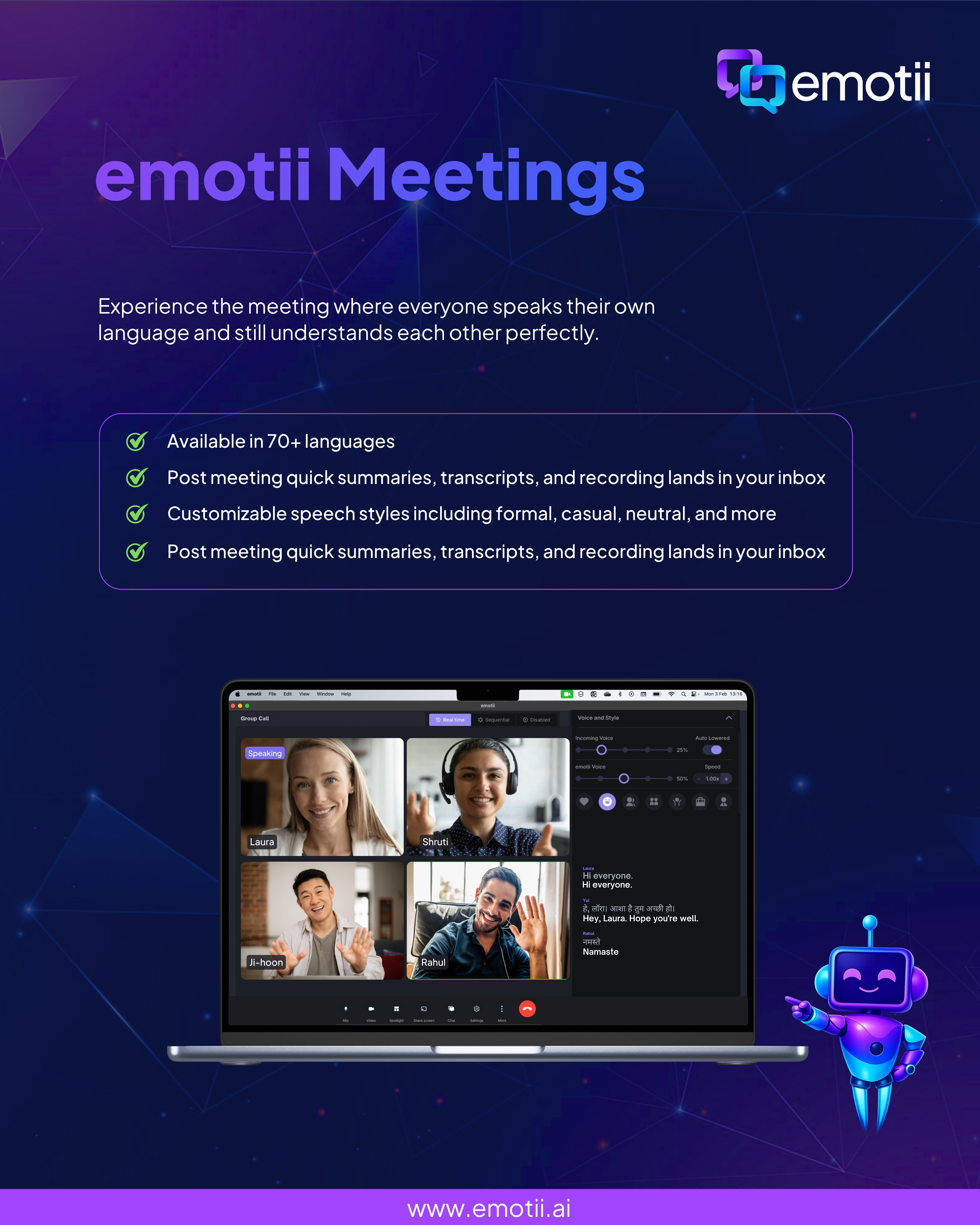 Screenshot of emotii meeting