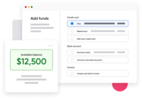 Screenshot of where to fund an account using a bank transfer, credit card, or wire transfer.