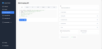 Screenshot of Web scraping API request builder
