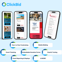 Screenshot of ClickBid on mobile. From mobile bidding to ticketing, donation forms, and real-time reporting, everything is available from the mobile app.