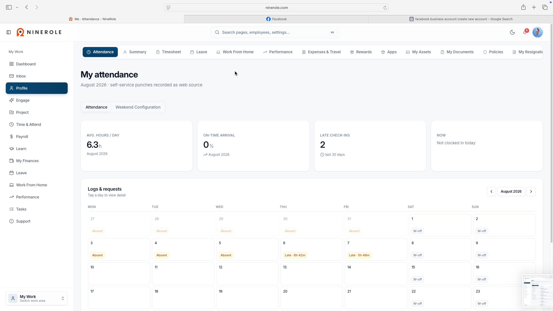 Screenshot of an employee profile.
