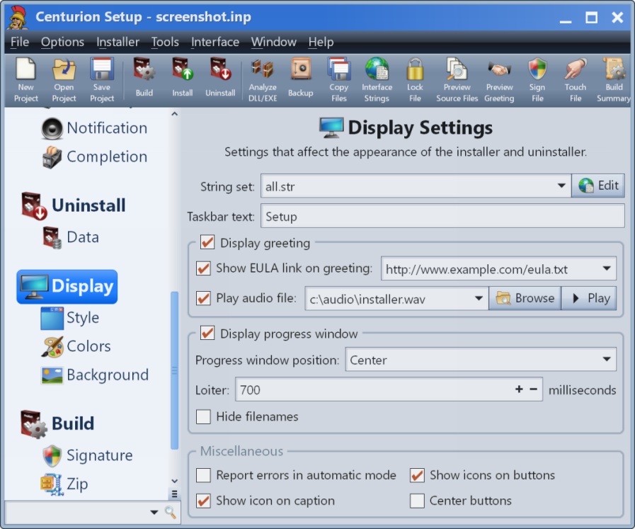 Screenshot of Display Settings
