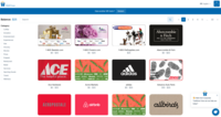 Screenshot of Gift Card+ catalog - Recipients choose from 500+ gift card options. Ordering managers can limit by category or allow them to choose from all 500+.