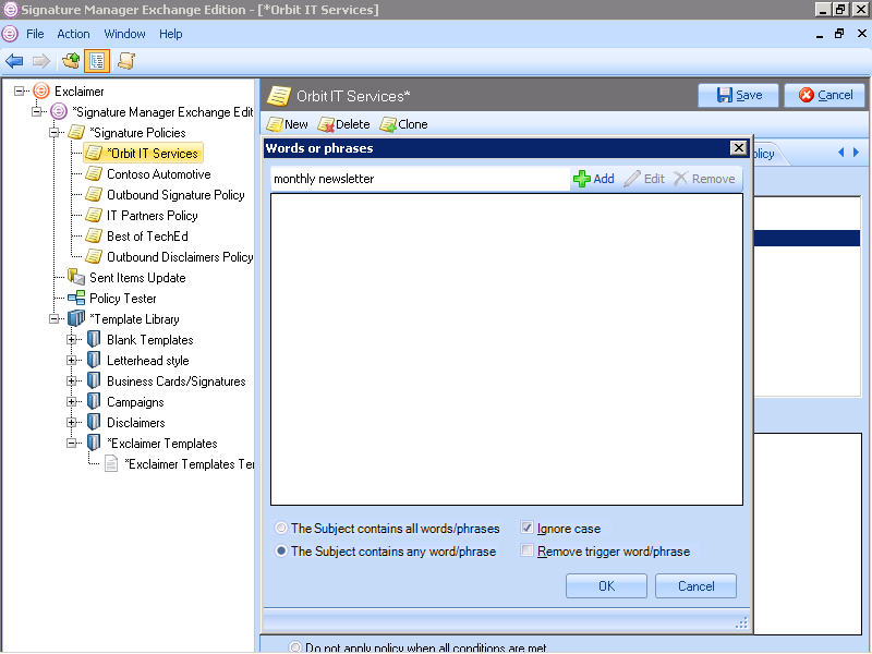 Screenshot of Rules don’t just have to be based on the sender’s contact details. Use certain keywords, recipients and phrases to decide how an email message behaves.