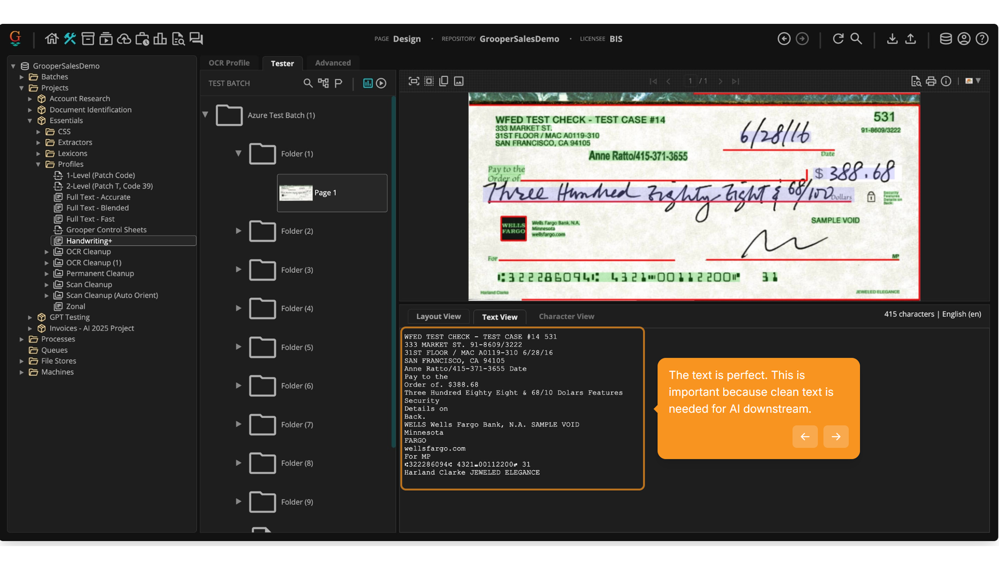 Screenshot of Easily read and extract data from any font or handwriting - even cursive.