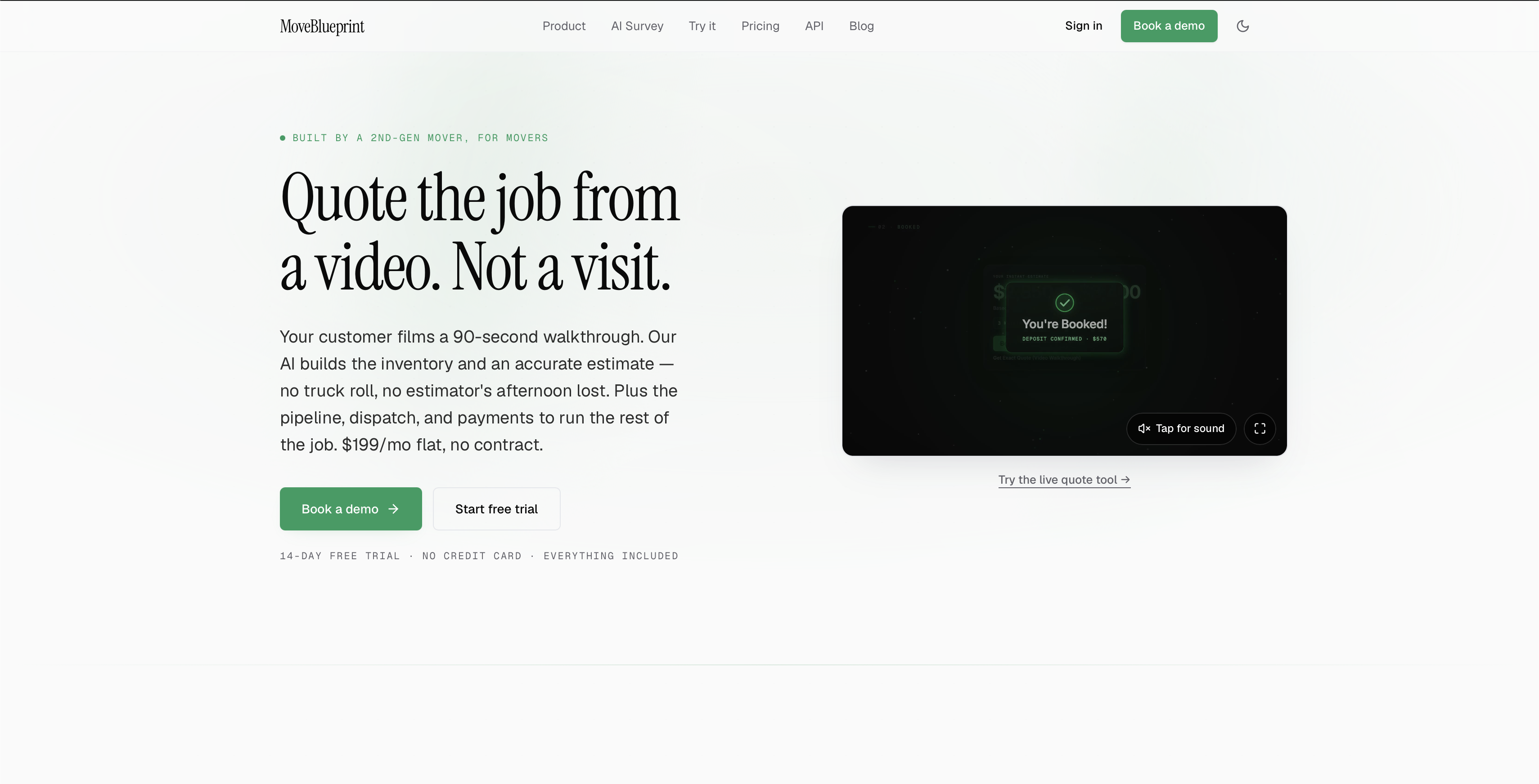 Screenshot of Marketing site.