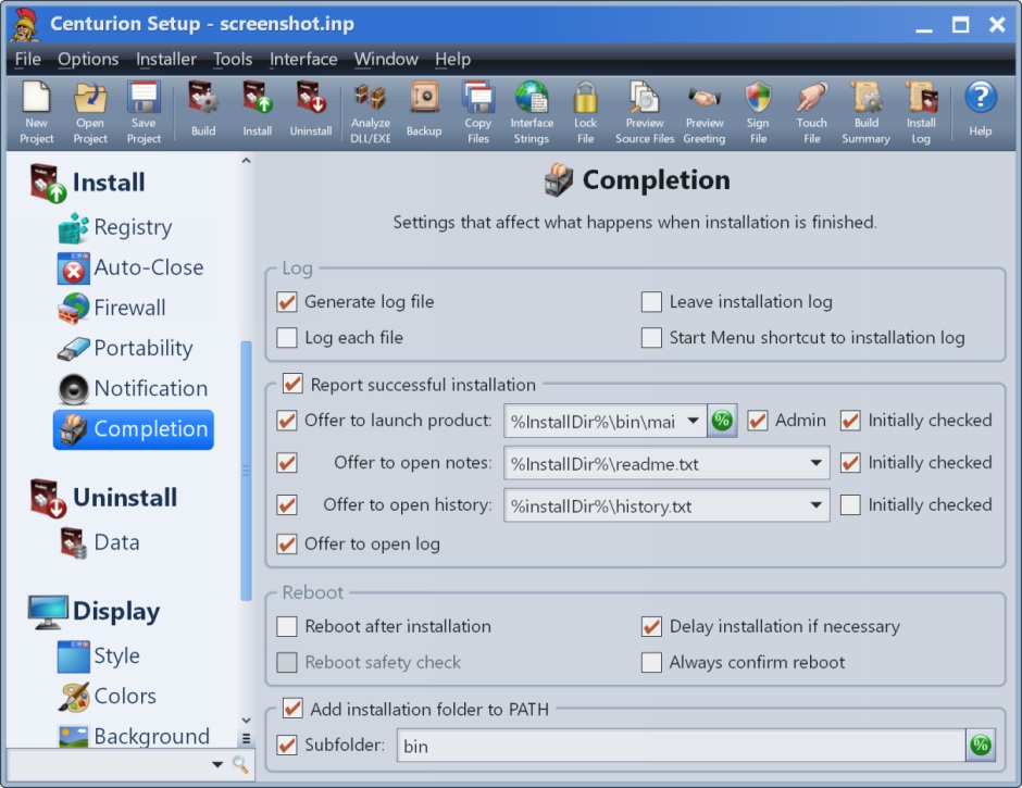 Screenshot of Completion