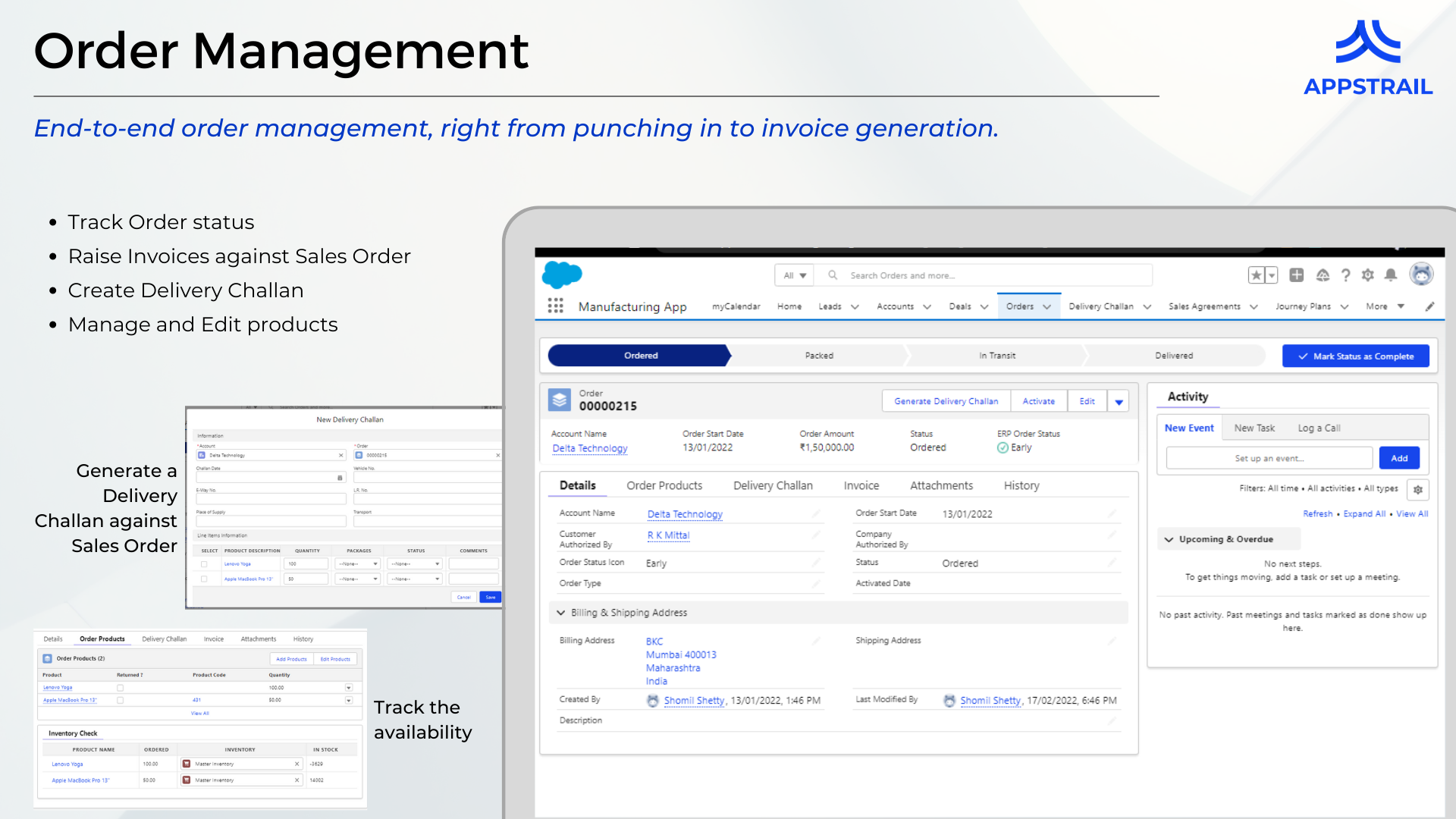 Screenshot of Order Management