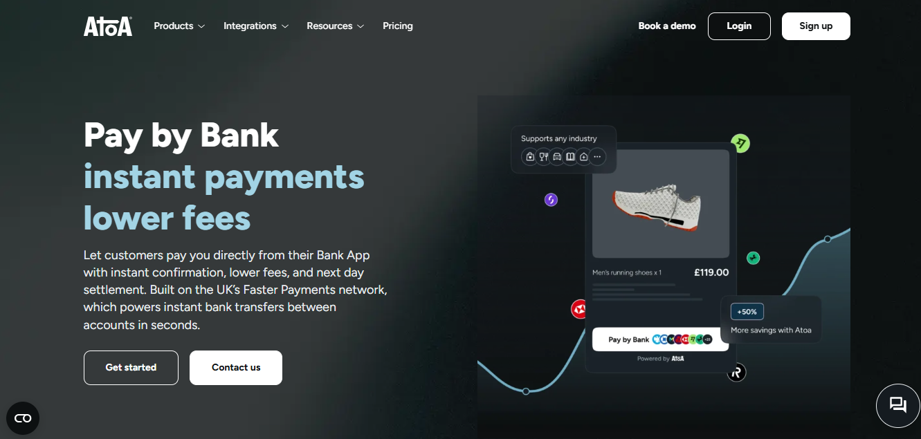 Screenshot of AtoA online payments app