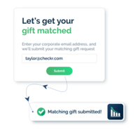 Screenshot of Double the Donation's exclusive auto-submission feature, that streamlines the submission process, allowing donors to take action on matching gift requests directly from the nonprofit's confirmation page.