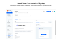 Screenshot of the interface to upload a contract to BoldSign, then invite recipients to sign electronically.