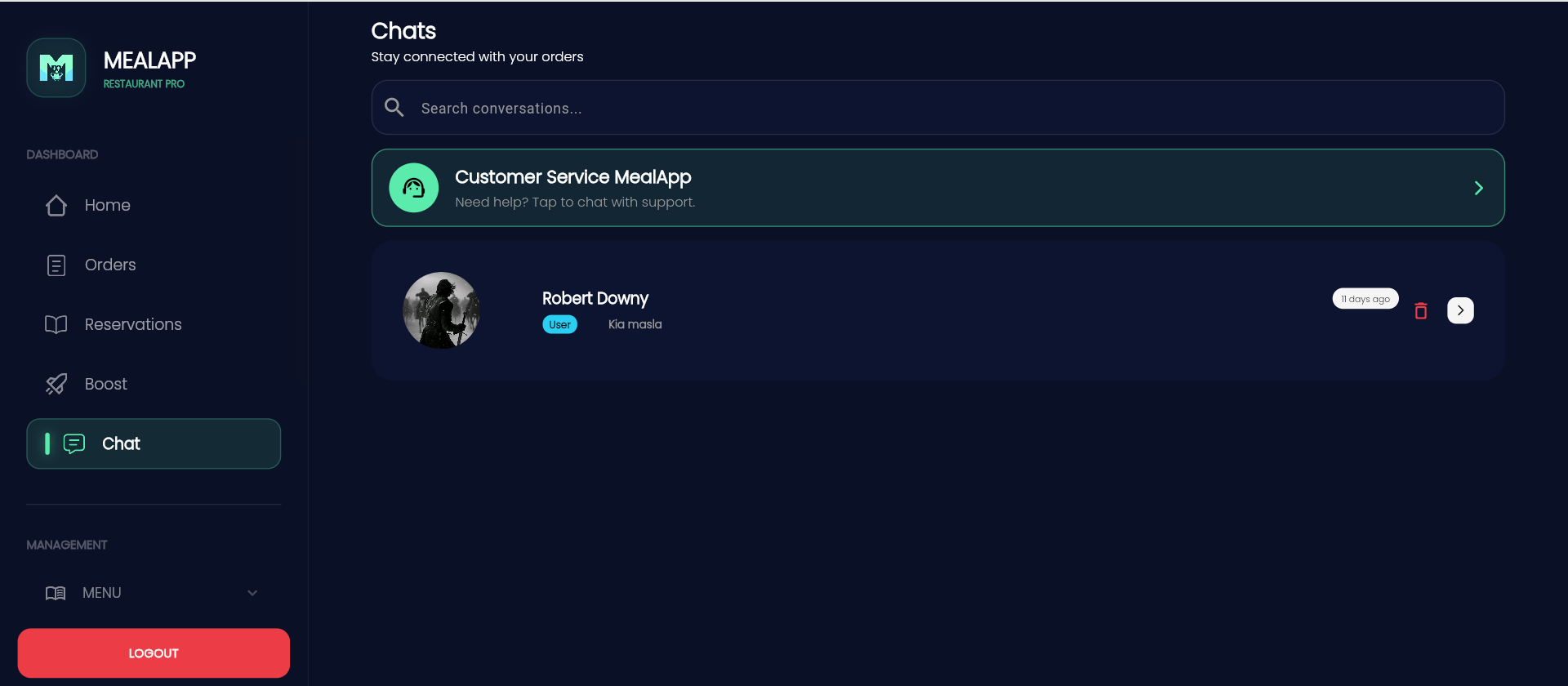 Screenshot of Chat