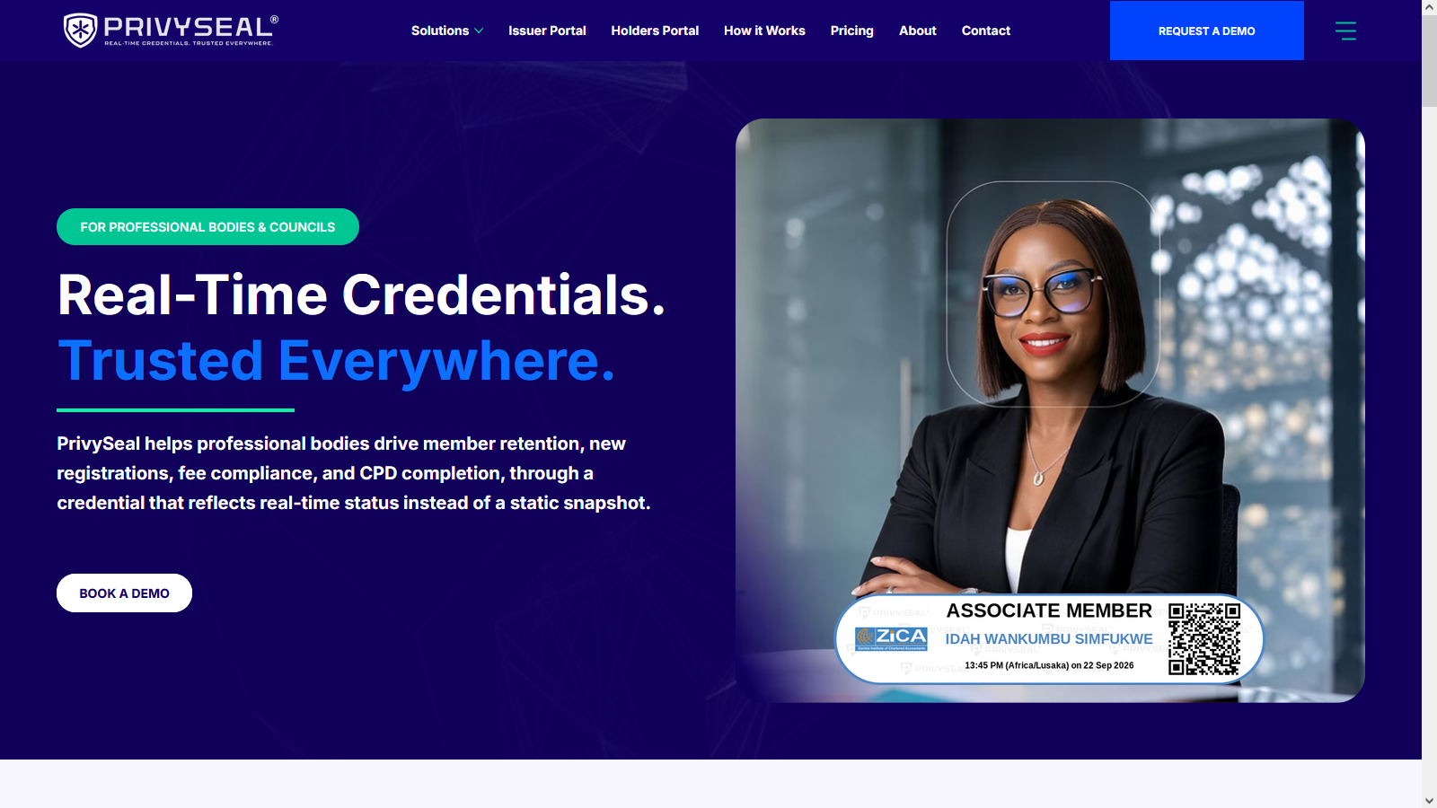 Screenshot of Real-time credentials. Trusted everywhere.