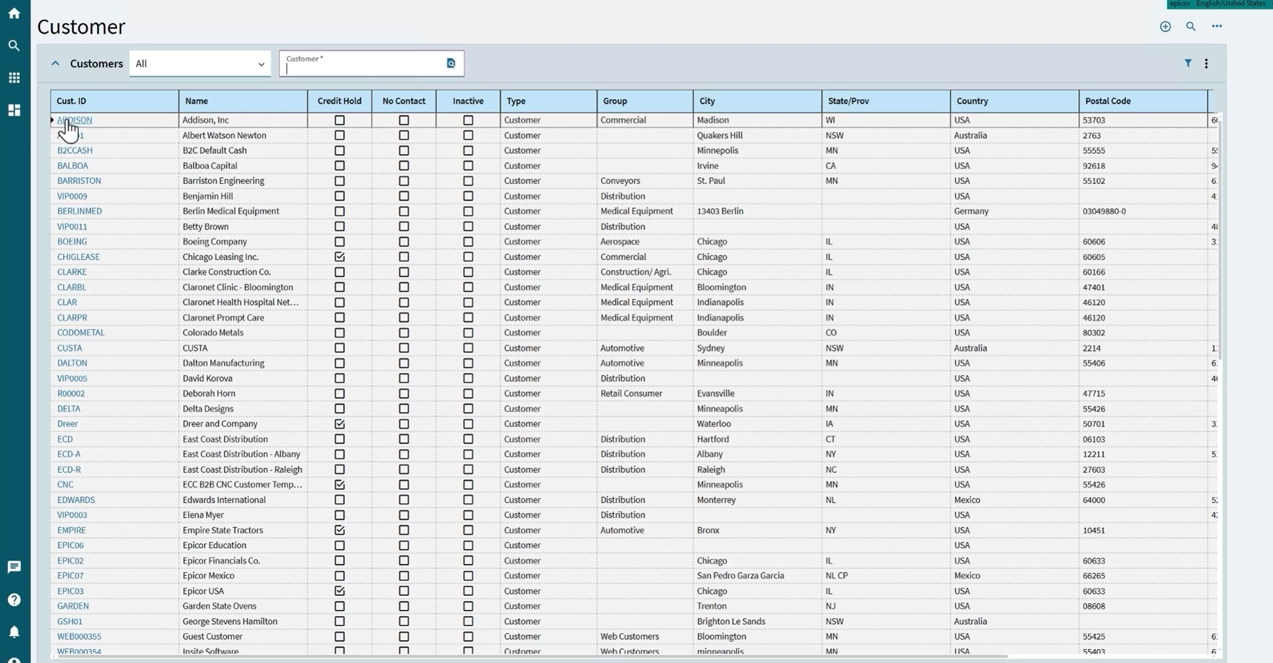 Screenshot of Sales Management