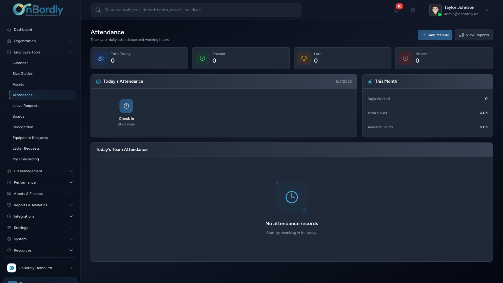 Screenshot of Attendance