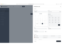 Screenshot of the interface where scheduled or Ad-hoc calls are possible. An option exists for in-bound calls where customers initiate a (video) call with agents.