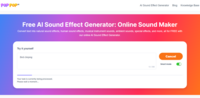 Screenshot of generating sound effects by PopPop AI