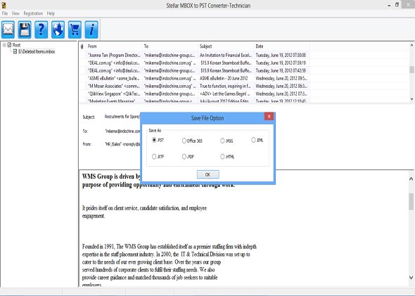Screenshot of Save MBOX to Office 365