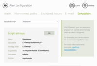 Screenshot of FileAudit Script settings (allows you to create an automatic response once an alert is triggered)