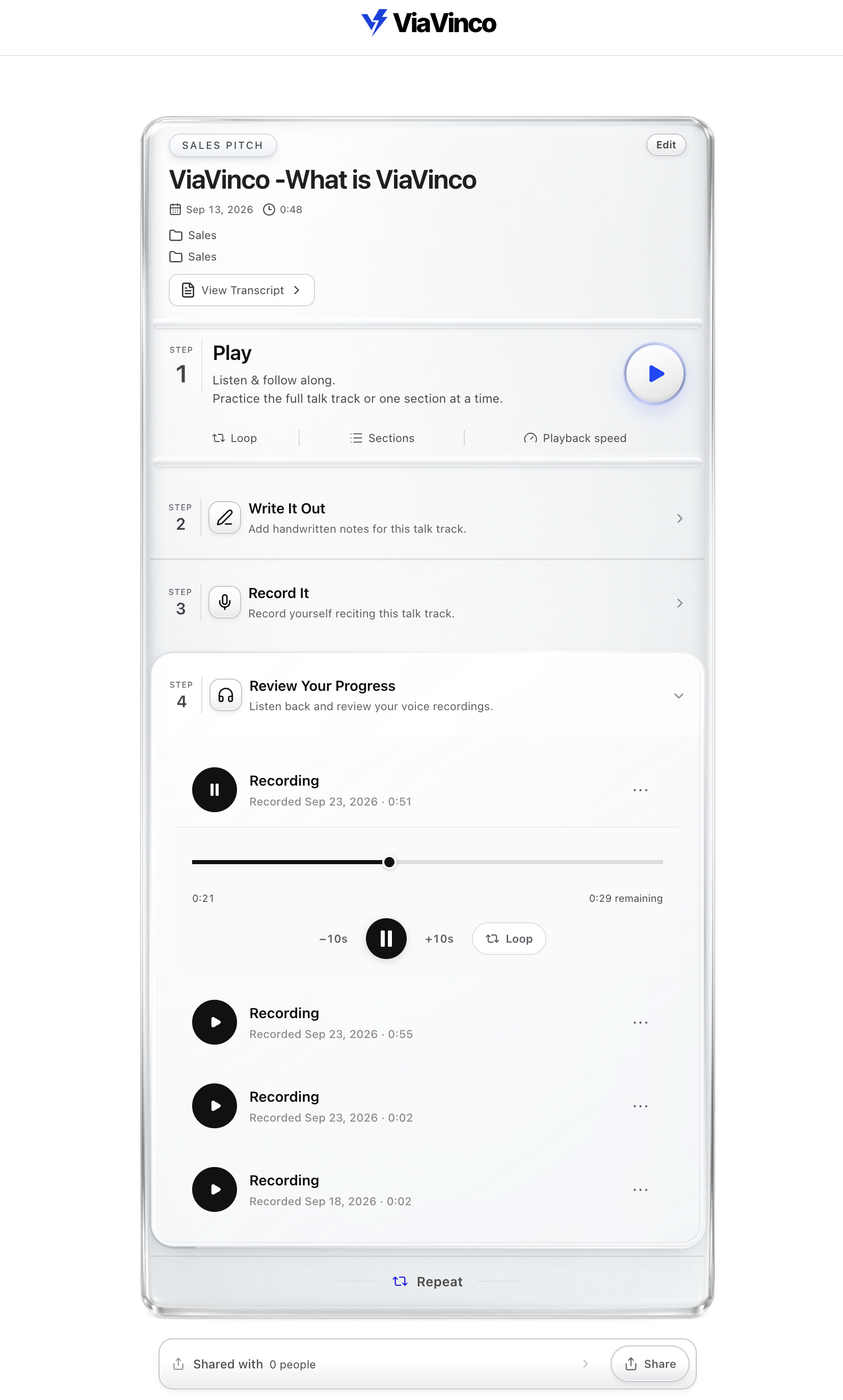 Screenshot of Play Back a Recording