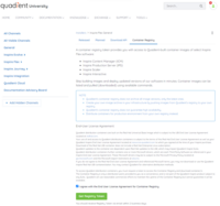 Screenshot of Quadient-hosted public Container Registry, which allows users to download and configure pre-built container images of Inspire Flex, saving dev time.