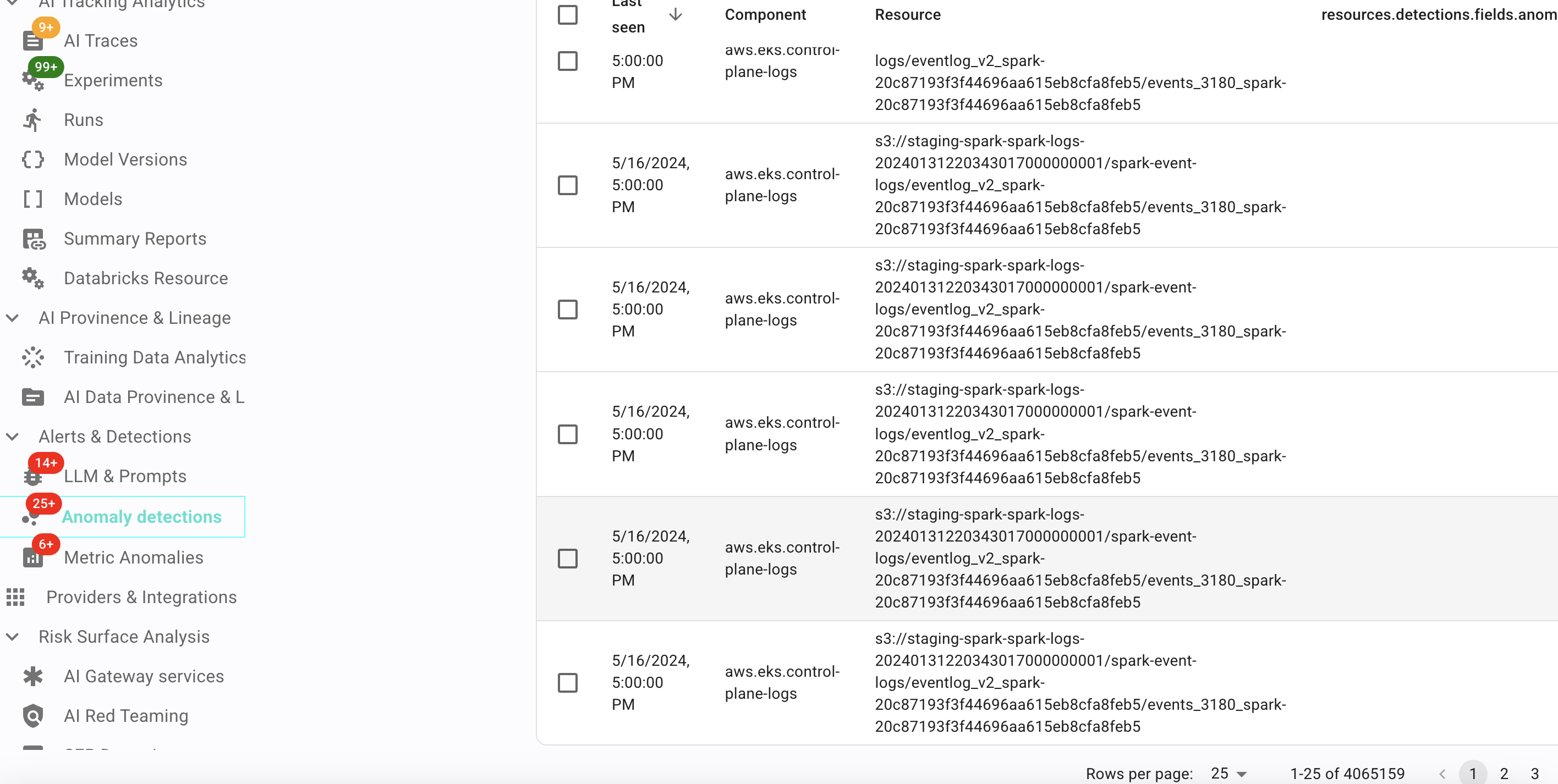 Screenshot of Log Anomalies
